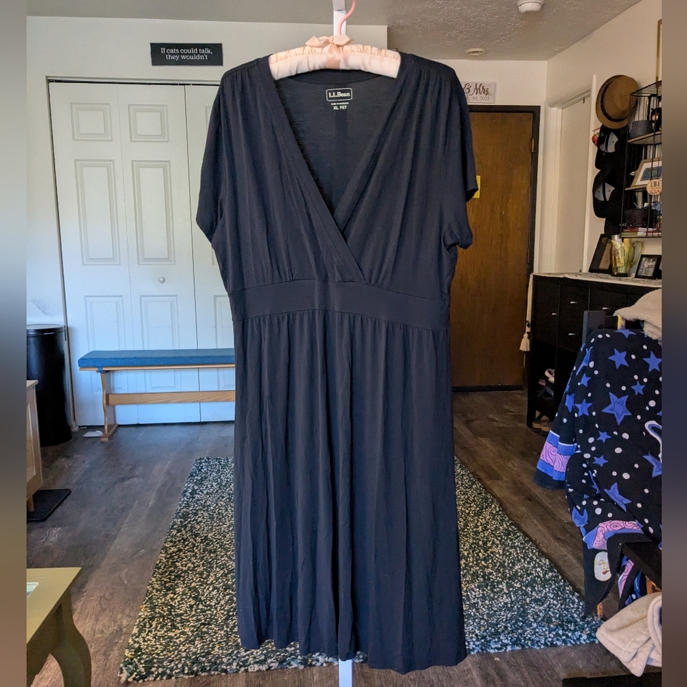 L.L. Bean Black A-line Jersey Dress